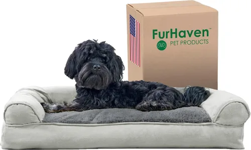 Vista 28 de Furhaven - Cama para perros, cojín de almohada tradicional sofá y colchón de espuma rectangular terapéutico de lujo con funda extraíble para perros
