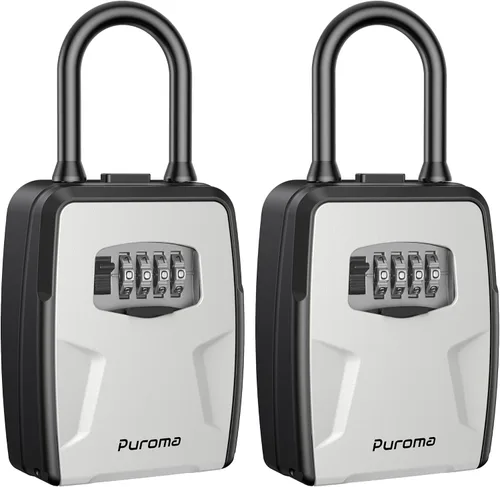 Vista 9 de Puroma Caja de seguridad grande para llaves con gancho, caja de bloqueo de código de combinación reiniciable, caja de seguridad impermeable