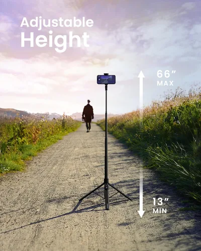 Vista 3 de KraftGeek Trípode Automático para iPhone, Palo Selfie Trípode para Teléfono de 66", Soporte de Trípode con Control Remoto para Grabación de Video