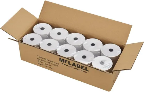 Vista 14 de MFLABEL 2 rollos de 0,6 cm x 15,2 metros de papel térmico para caja registradora, POS, Papel de recibo para tarjeta de crédito, 5 rollos