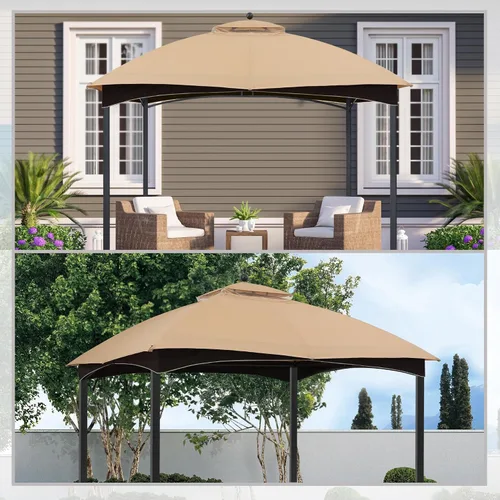 Vista 6 de MASTERCANOPY - Toldo de repuesto de 10 x 12 pies para #GF-12S004B-1, beige Canopy top only, 100% polyester, UV & water-repellent, fits Lowe's
