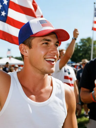 Vista 3 de Gorra de béisbol con la bandera estadounidense para hombres y mujeres, gorra de béisbol ajustable con malla trasera