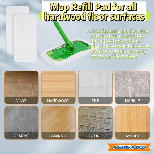 Vista 4 de Paquete de 4 almohadillas de repuesto reutilizables para trapeador Swiffer Sweeper, fuerte poder de absorción, almohadillas de repuesto de mopa