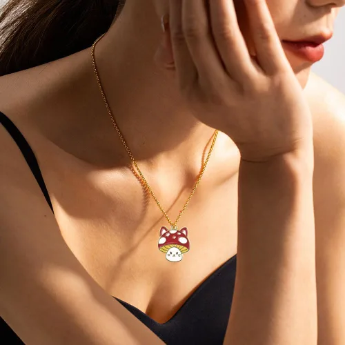 Vista 4 de Lindo dije de esmalte de gato con forma de hongo tostado, 30 piezas de bricolaje, collar, pulsera, aretes, llavero, decoración, accesorios
