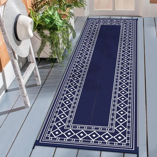 Vista 10 de GENIMO Alfombra de Exterior 5'x8' Impermeable para Patio, Alfombra de Paja de Plástico Reversible para Exteriores, Alfombras de Camping para Negro