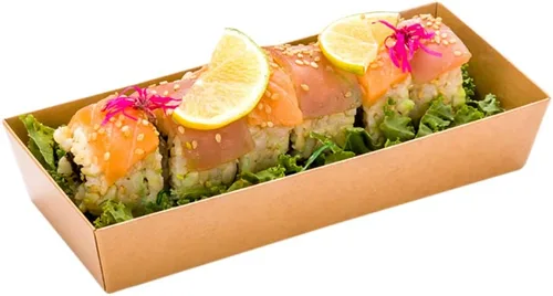 Vista 33 de Restaurantware Matsuri Vision - Bandejas de sushi de 4.7 x 2.5 x 1.4 pulgadas, 100 cajas de embalaje de sushi a prueba de grasa, tapas que se venden