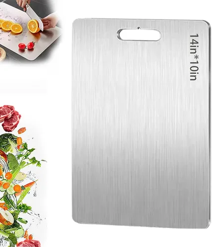 Vista 7 de Tablas de cortar para cocina, tablas de cortar de titanio 2026, tabla de cortar de metal antiadherente de doble cara para cortar carne, verduras