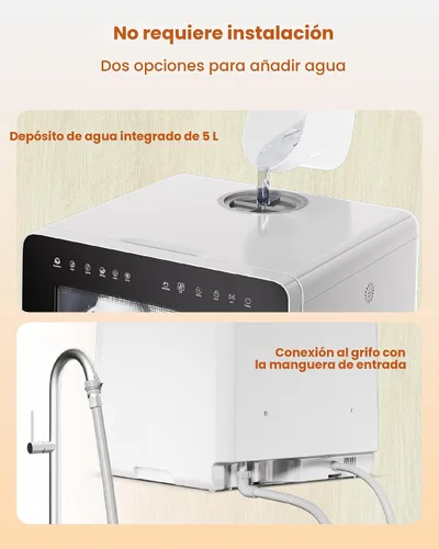 Vista 6 de HAVA 2025 NUEVO Lavavajillas de mostrador mejorado con suavizador de agua y eficiencia energética mejorada, lavavajillas portátil con 8 programas