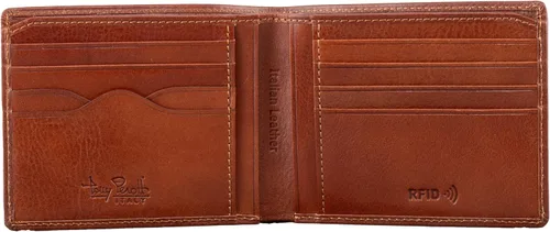 Vista 7 de Tony Perotti Billetera delgada plegable de cuero italiano para hombre con Negro