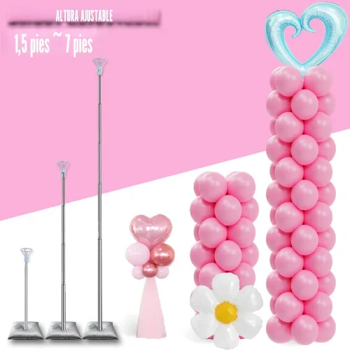 Vista 3 de DECOJOY Juego de 2 soportes de columna para globos, soportes ajustables de arco de globos de 7 pies con bases para piso, kit de montaje de pilar