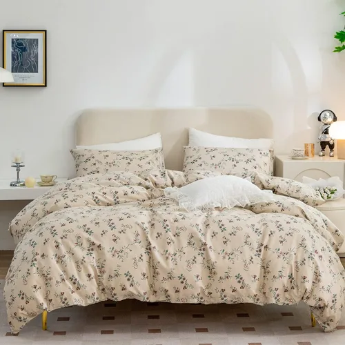 Vista 13 de Funda de edredón de algodón tamaño Twin con flores, 100% algodón suave, 3 piezas, juegos de ropa de cama florales para niñas, estilo vintage chic