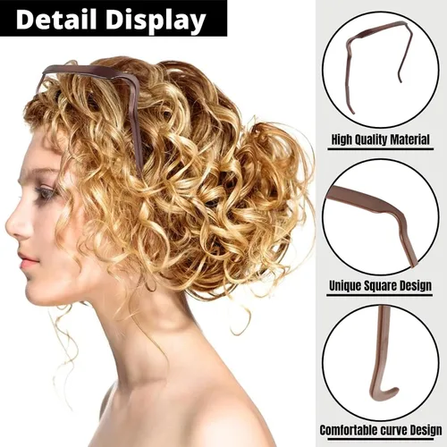 Vista 4 de Dazzhues 2 diademas con forma de lentes de sol para cabello rizado, diadema cuadrada para mujer, aro invisible para el cabello, diademas de moda
