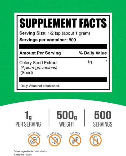 Vista 2 de BulkSupplements. com Polvo de extracto de semilla de apio – Suplemento de semillas de apio, suplemento de hierbas – vegano y sin gluten, 0.04 oz por