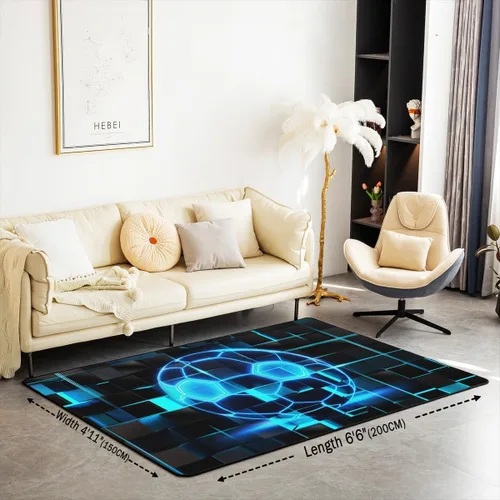 Vista 2 de Erosebridal Tapete de fútbol para interiores de 3 x 5 pulgadas, alfombra de fútbol neón para niños, adolescentes, hombres, brillantes, geométricas