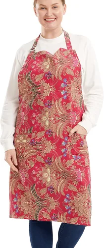 Vista 23 de Delantales de algodón y lino para hornear, talla grande, para mujer, con bolsillos, cocina