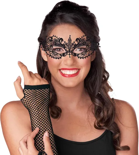 Vista 2 de Máscara de mascarada para mujer, máscara de ojos de encaje, material suave y suave para fiesta de baile, accesorios de disfraces de Halloween
