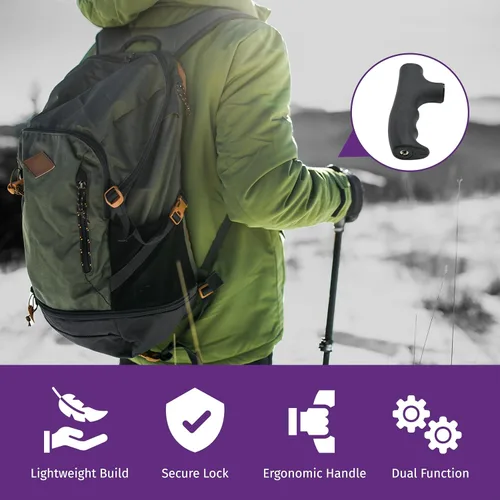 Vista 2 de Adaptador de mango monopod para bastón para caminar, cabezal monopié, convertidor de mango de bastón de trekking, agarre para senderismo, escalada