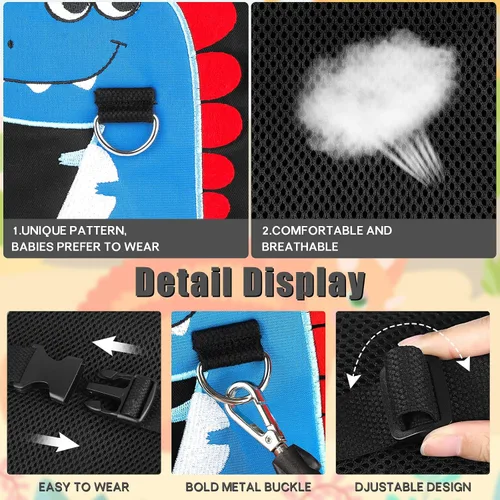 Vista 3 de Correa para niños pequeños - Arnés para bebé con eslabón de muñeca antipérdida para niños y niñas (azul + negro)