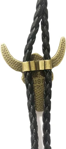 Vista 90 de Jeilwiy Corbata de bolo para hombre, corbata de vaquero occidental, collar de corbata de bolo dorado, corbata de cuero, corbata de Halloween