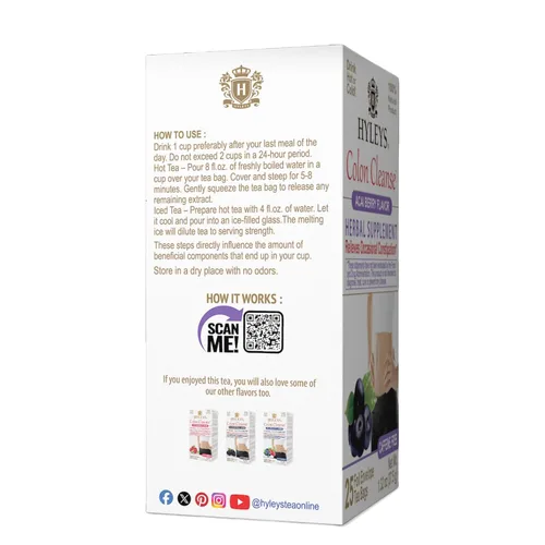 Vista 2 de Hyleys Colon Cleanse Tea Sabor Acai Berry - 25 bolsas de té (paquete de 1)