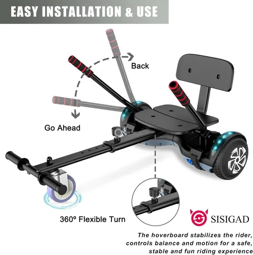 Vista 5 de SISIGAD Hoverboard para niños, 6.5 pulgadas modelo clásico Hoverboard (sin Bluetooth)
