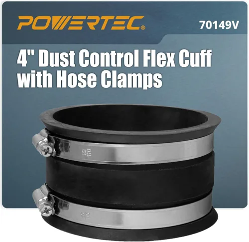 Vista 10 de POWERTEC 70148-P2 - Manguito flexible de control de polvo de 2-1/2 pulgadas con abrazaderas de manguera de acero, conector de manguera, acoplador
