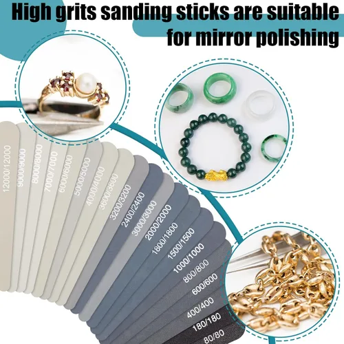 Vista 4 de Honoson 40 unidades de palitos de pulido para modelos de plástico, accesorios de metal, herramientas de pulido de madera, papel de lija, pulido