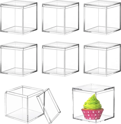 Vista 12 de KissYou Caja de acrílico pequeña caja transparente con tapa Cajas de exhibición de plástico Cubo cuadrado Almacenamiento de joyas Contanier Party