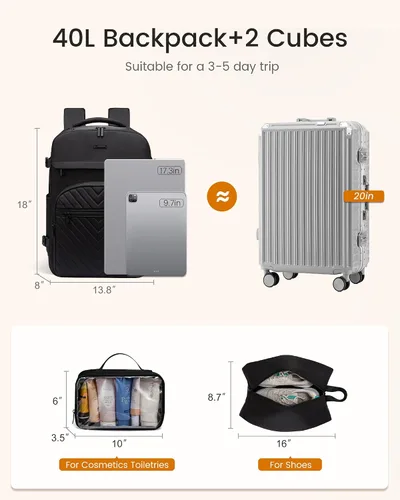 Vista 4 de LOVEVOOK Mochila de viaje para mujeres y hombres, bolsa de viaje para artículos personales de la TSA para laptop de 17.3 pulgadas aprobada por
