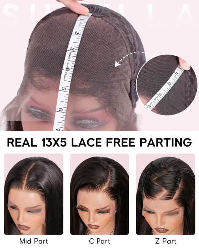 Vista 7 de Subella 12A Pelucas de encaje frontal HD de cabello humano con línea capilar prearrancada con cabello recién nacido, densidad de 180, 13x5, cabello