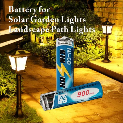 Vista 2 de KINSUN paquete de 8 unidades, baterías recargables, 1,2V Ni-Cd AA 900mAh para luces externas de jardín solar
