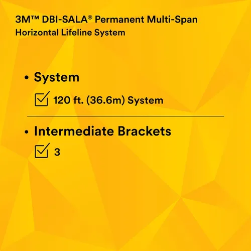 Vista 13 de 3M DBI-SALA Sayfline 7603120 Cable galvanizado multitramo de 120 pies con 3 soportes intermedios, tensor, hardware de montaje y absorbedores