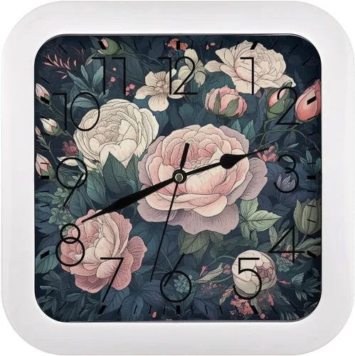Vista 27 de 10" Square Modern Wall Clock,Animal Feathers Print Kitchen Clocks Wall Battery Operated,Silent Non Ticking Unique Funny Cute Wall Clock for Living