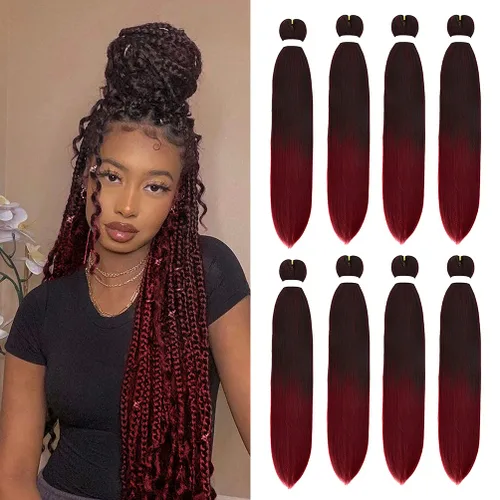 Vista 60 de 8 paquetes de extensiones preestiradas - 16 pulgadas de cabello trenzado premium, 55G/paquete, sin picazón, fijación en agua caliente, textura Perm