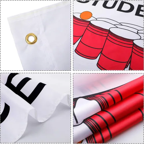 Vista 3 de Tatuo Bandera de estudiante atleta universitario de 3 x 5 pies para dormitorio, divertido tapiz para interiores y exteriores con ojales para colgar