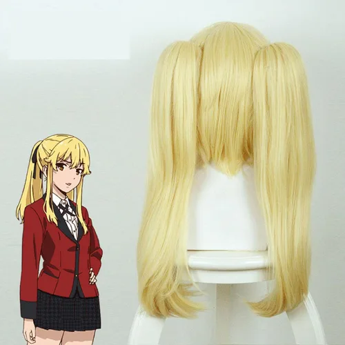 Vista 4 de Uearlid Kakegurui Heat Resistant Cosplay Wig Ririka Momobami Runa Yomozuki Mary Saotome Jabami Cosplay Wigs + Wig CAP Beige Coser Wig