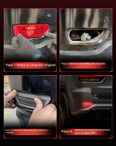 Vista 5 de Luces Reflectantes LED para Parachoques Trasero Compatibles con Luz Antiniebla para Jeep Compass 2011-2017, Conjunto de Luces para Grand Cherokee