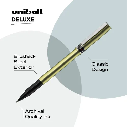 Vista 3 de Uniball Deluxe - Bolígrafo de punta fina de 0.028 in, 3 negros, escritura suave, tinta impermeable, suministros de oficina, bolígrafo