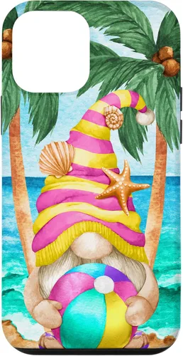 Vista 16 de iPhone 16 Funny Hawaiian Summer Gnome Under Palm Tree For Beach Surfer Case