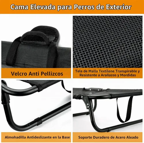 Vista 6 de Catre elevado plegable para perro, no necesita montaje, cama elevada plegable impermeable para perros, cuna para perros al aire libre, cama hamaca