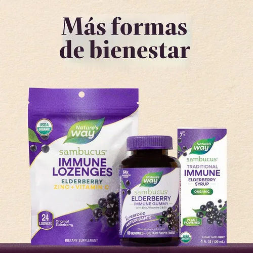 Vista 8 de Nature's Way Sambucus Pastillas de zinc con saúco y vitamina C, sabor miel y limón, 24 pastillas