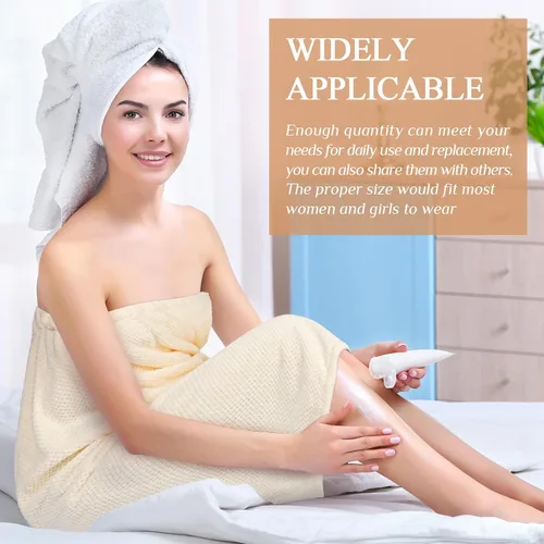 Vista 5 de 4 toallas envolventes para mujer, bata de spa con cierre ajustable, parte superior elástica, envoltura ligera para baño y ducha