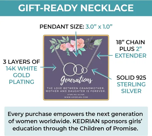 Vista 5 de KEDRIAN Collar para tía, collares con colgante de plata de ley 925, regalos para la mejor tía de sobrina y sobrino, regalos del día de la madre