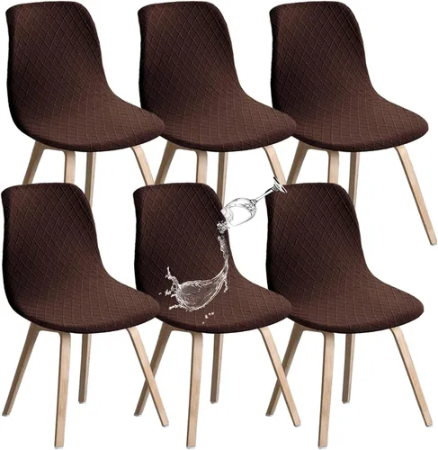 Vista 27 de Juego de 2 fundas de jacquard para silla, elásticas, impermeables, escandinavas, para sillas de comedor, lavables, modernas, fundas de asiento