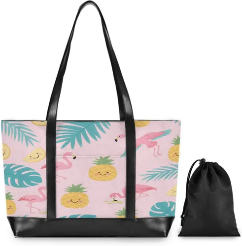 Vista 2 de Linda funda para portátil de flamencos rosados moderna con bolsa de cremallera para el trabajo para yoga con tablet maletin ejecutivo para mujer