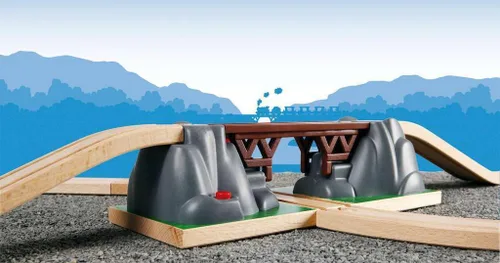 Vista 2 de BRIO World Puente colapsable para set de trenes de madera - Accesorio de 3 piezas - Certificado FSC - Compatible con BRIO Railway y sets de vías
