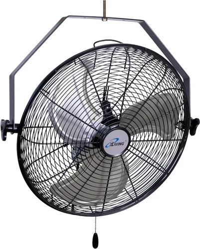 Vista 10 de iLiving Ventilador oscilante de montaje en pared con inclinación ajustable, 18 pulgadas, 3 velocidades, rejilla y hoja de metal, oscilación de 90