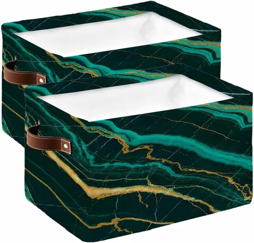 Vista 10 de Irish Saint Buffalo - Contenedores organizadores de almacenamiento con asas, 15 x 11 x 9.5 pulgadas, cesta de almacenamiento de tela de lona
