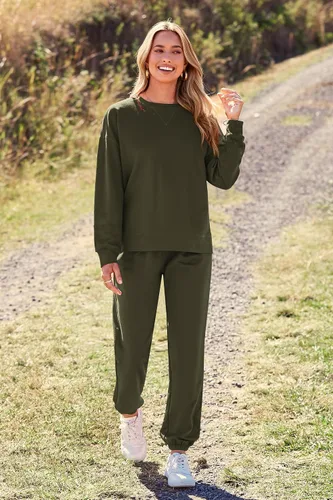 Vista 90 de Prettygarden - Conjunto de pijama de dos piezas para mujer, diseño de teñido anudado, sudadera informal de manga larga con pantalones largos, ropa