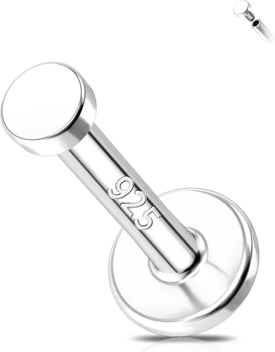 Vista 9 de Melighting Aretes de hélice de plata esterlina 925 para cartílago, roscados internamente, tragus, aretes de espalda plana, 6/0.315 in, piercing